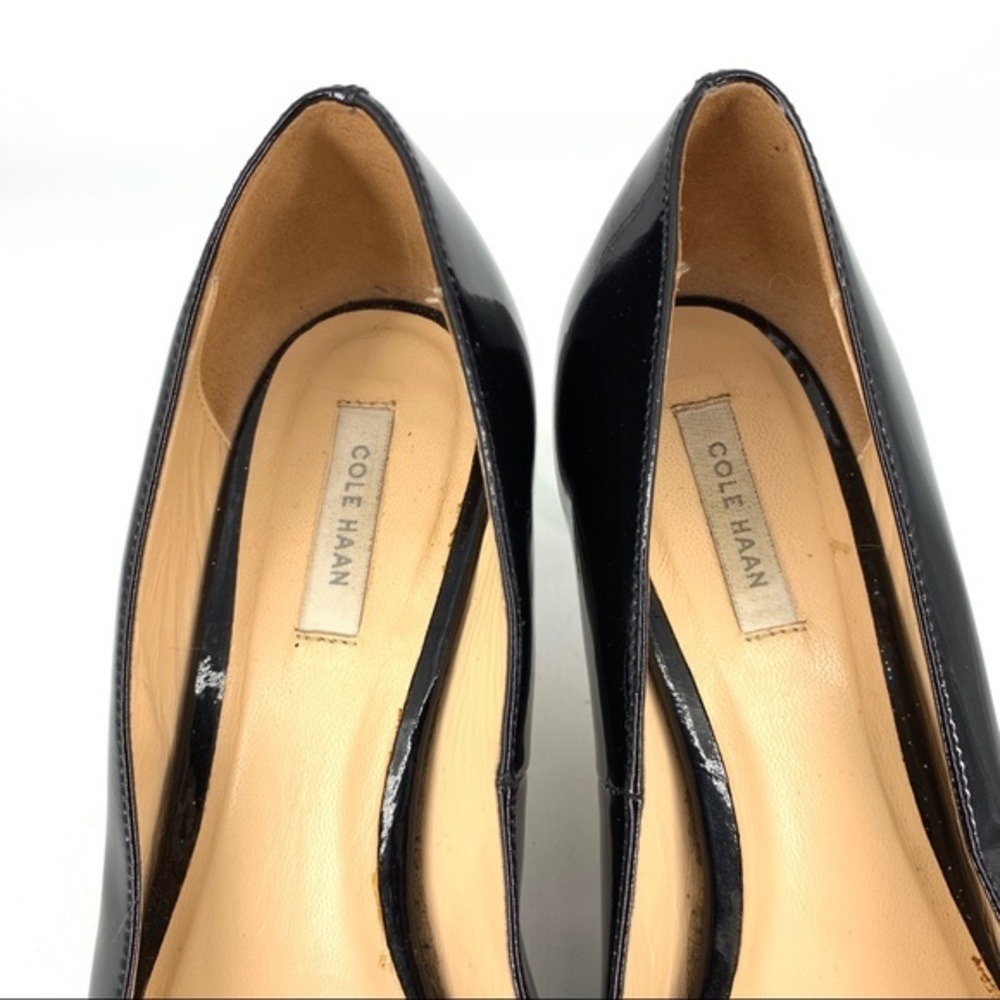 Cole Haan Grand OS Women 7C WIIDE Heels Black Patent Leather Pumps Pointed - Picture 8 of 10